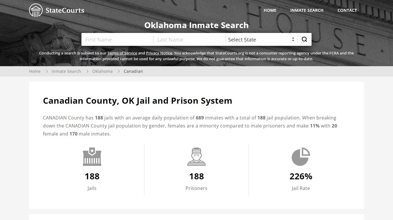 Canadian County, OK Inmate Search - StateCourts